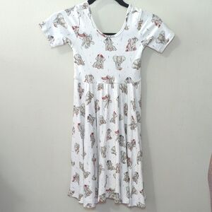 Nola Tawk Alabama Crimson Tide Elephant Print Dress White Red Gray Girls Size 8